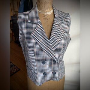 VINTAGE TAILORED PREPPY PREPSCHOOL HOUNDSTOOTH COQUETTE Double-Breasted Vest